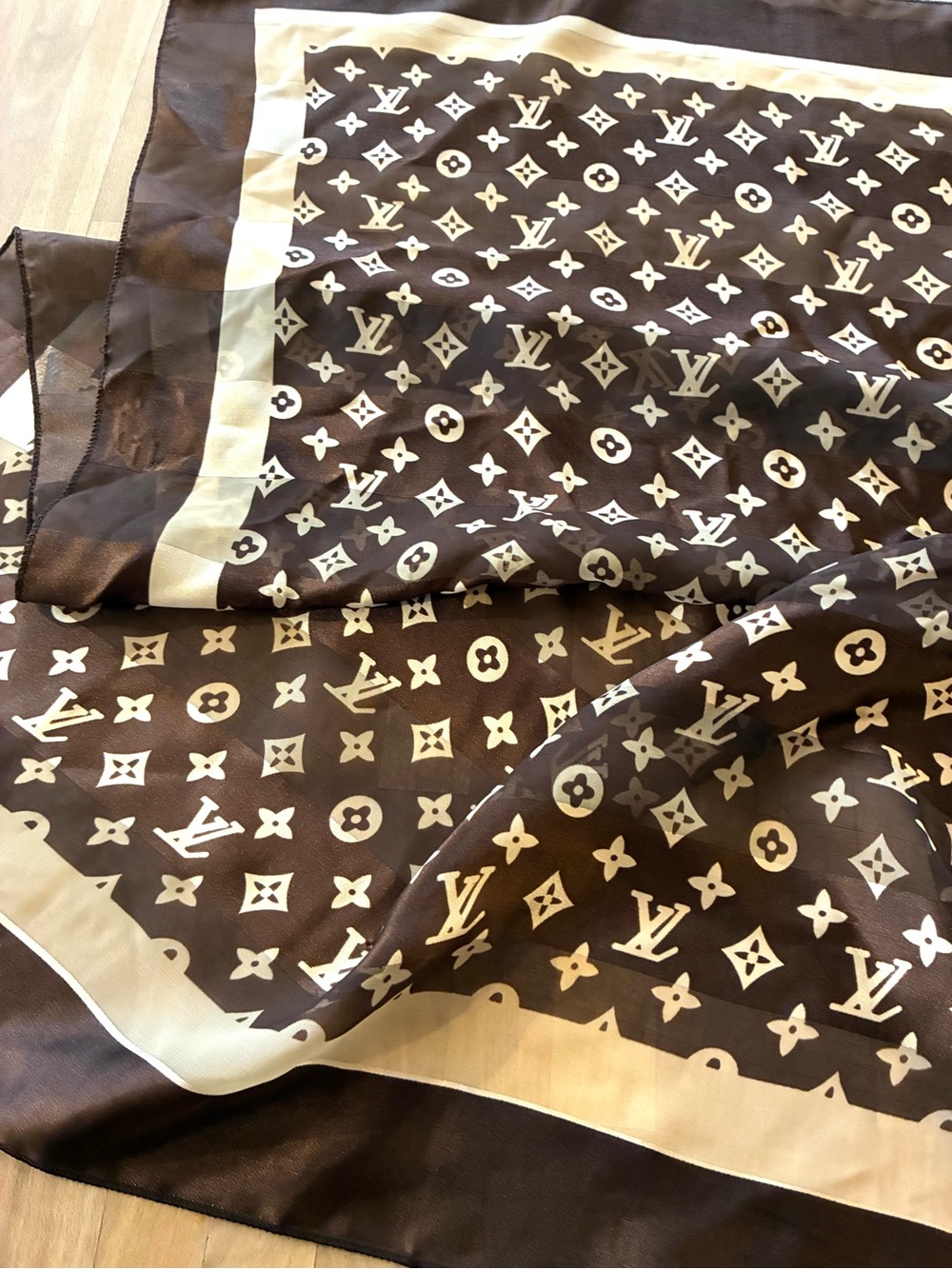 Louis Vuitton classic pattern large luxury scarf.
